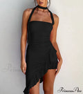 Draped Frill Stylish Tube Mini Dress image 2