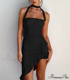 Draped Frill Stylish Tube Mini Dress image 2