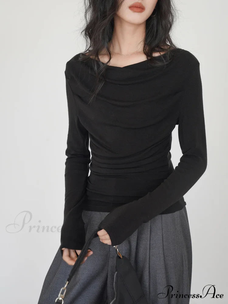 Draped Long Graceful Sleeve Slinky Shirt image 1