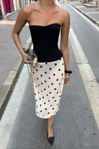 Draped Polka Dot High Waist Skirt image 2
