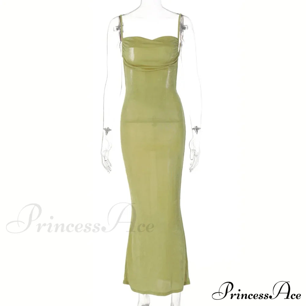 Draped Sleeveless Spaghetti Strap Summer Midi Dress image 6