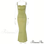 Draped Sleeveless Spaghetti Strap Summer Midi Dress image 6
