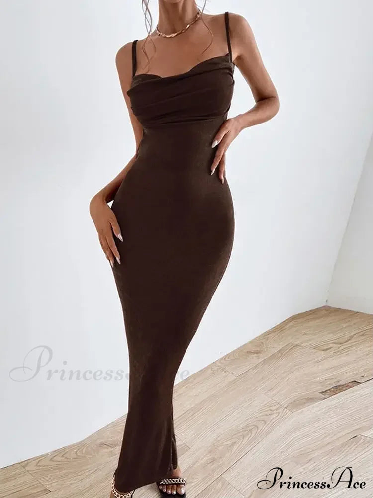 Draped Sleeveless Spaghetti Strap Summer Midi Dress image 3