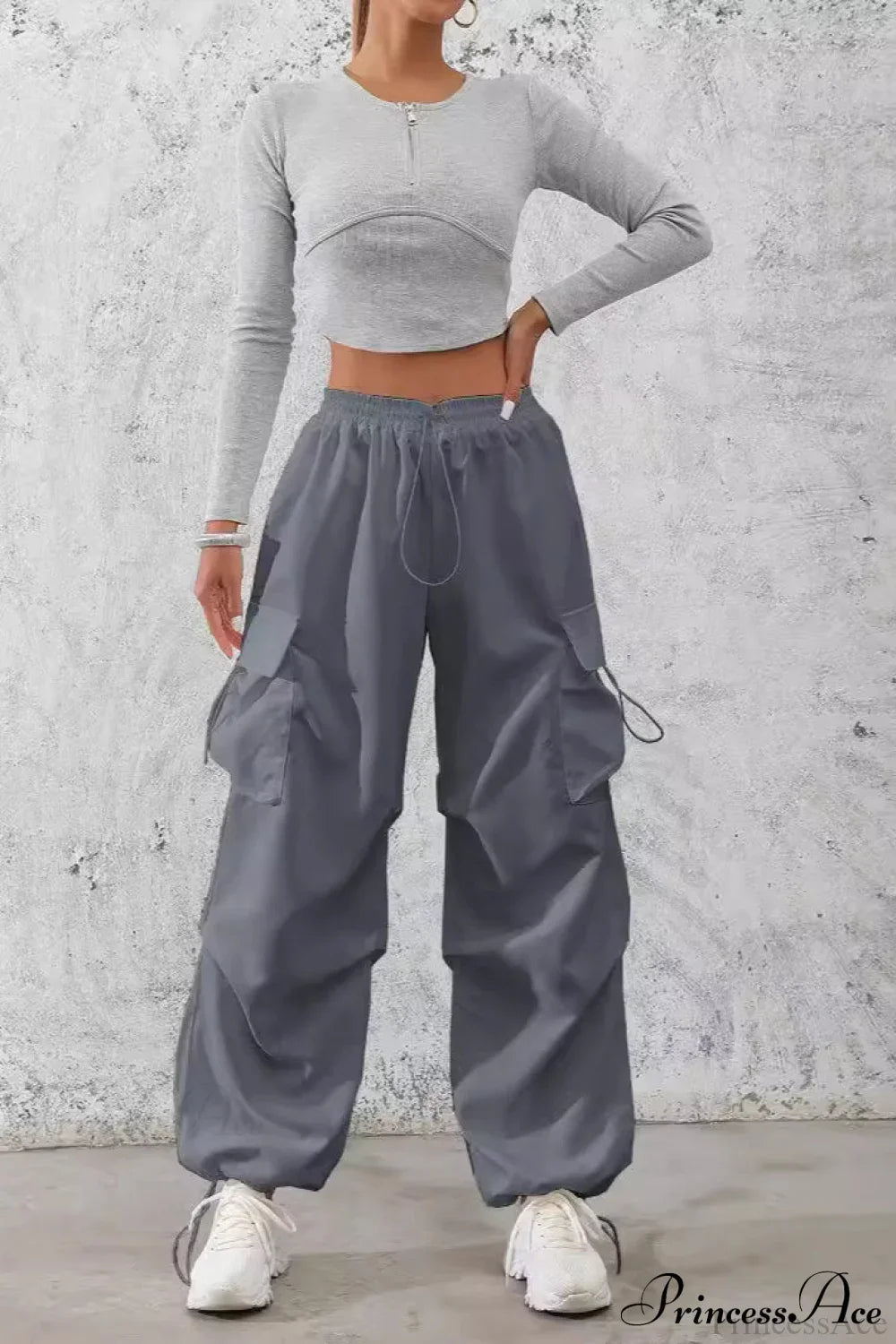 Drawstring Casual Pocket Cargo Pants image 1