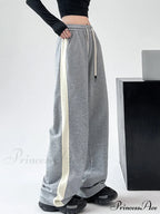 Drawstring Contrast Trim Trendy Wide Leg Sweatpants image 6
