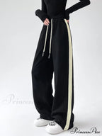 Drawstring Contrast Trim Trendy Wide Leg Sweatpants image 3