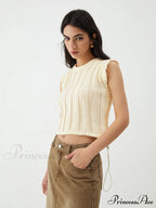 Drawstring Crochet Graceful Sweater Vest image 2