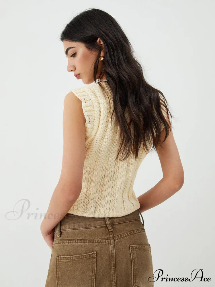 Drawstring Crochet Graceful Sweater Vest image 5