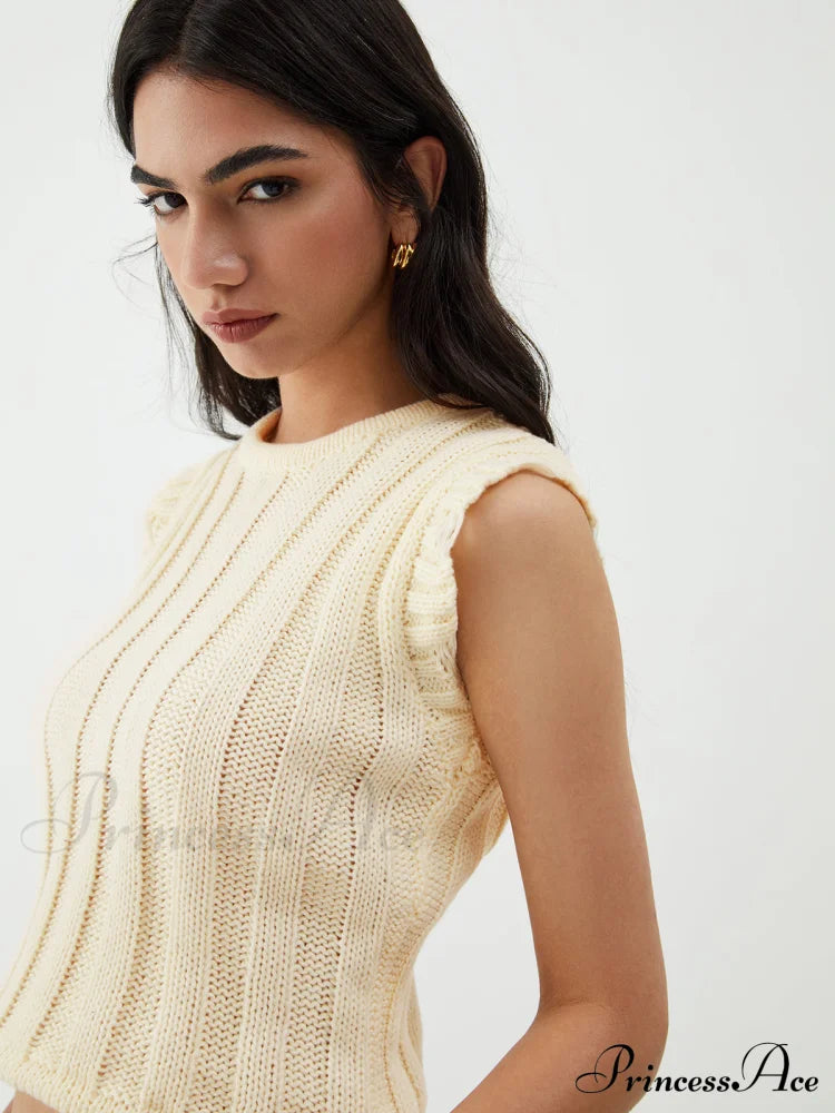 Drawstring Crochet Graceful Sweater Vest image 4