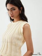 Drawstring Crochet Graceful Sweater Vest image 4