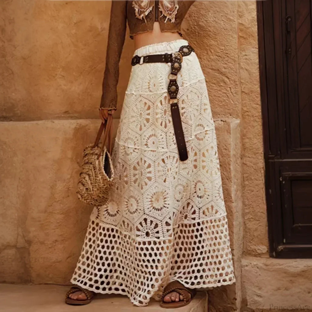 Drawstring Crochet Knitted Skirt image 2
