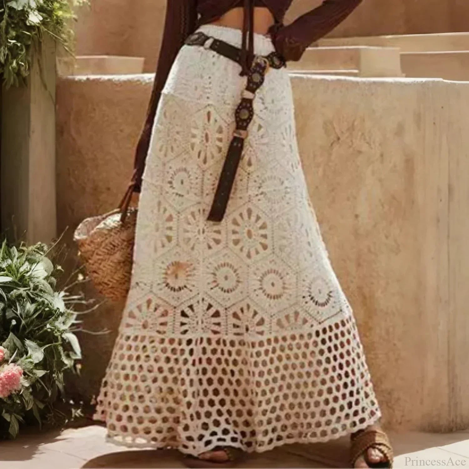 Drawstring Crochet Knitted Skirt image 1