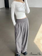 Drawstring Pleat Wide Trendy Leg Dress Pants image 4