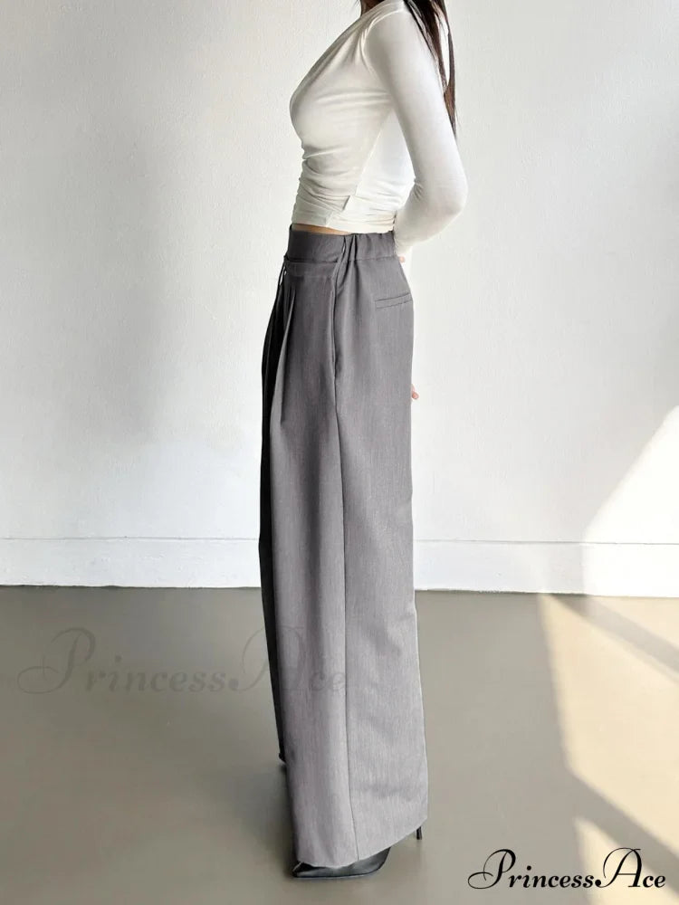 Drawstring Pleat Wide Trendy Leg Dress Pants image 3
