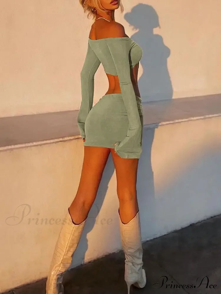 Drawstring Ruched Two Piece Mini Dress image 5