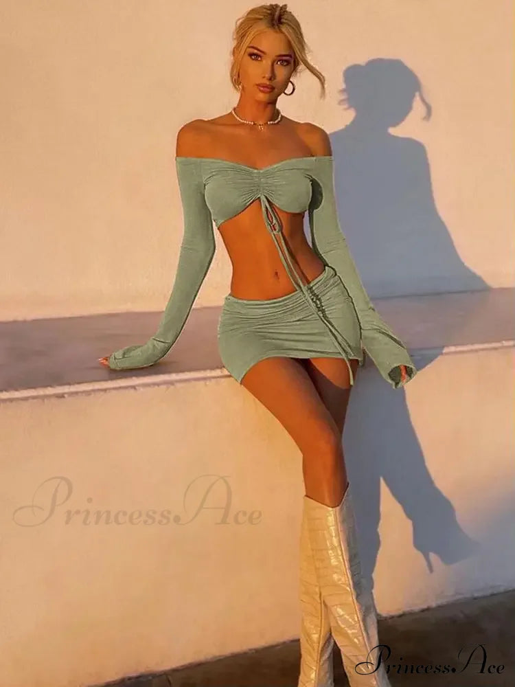 Drawstring Ruched Two Piece Mini Dress image 3