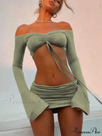 Drawstring Ruched Two Piece Mini Dress image 1