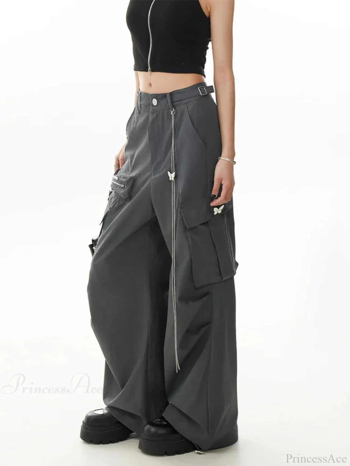 Dull Gothic Y2K Cargo Parachute Pant image 4