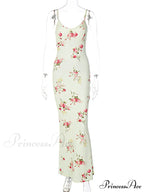 Dulzura Print Strap Midi Bodycon Party Clothes Summer Long Y2K Evening Holiday Floral Dress image 6