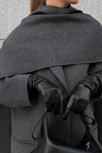 Scarf Collar Longline Woolen Elegant Solid Overcoat image 6