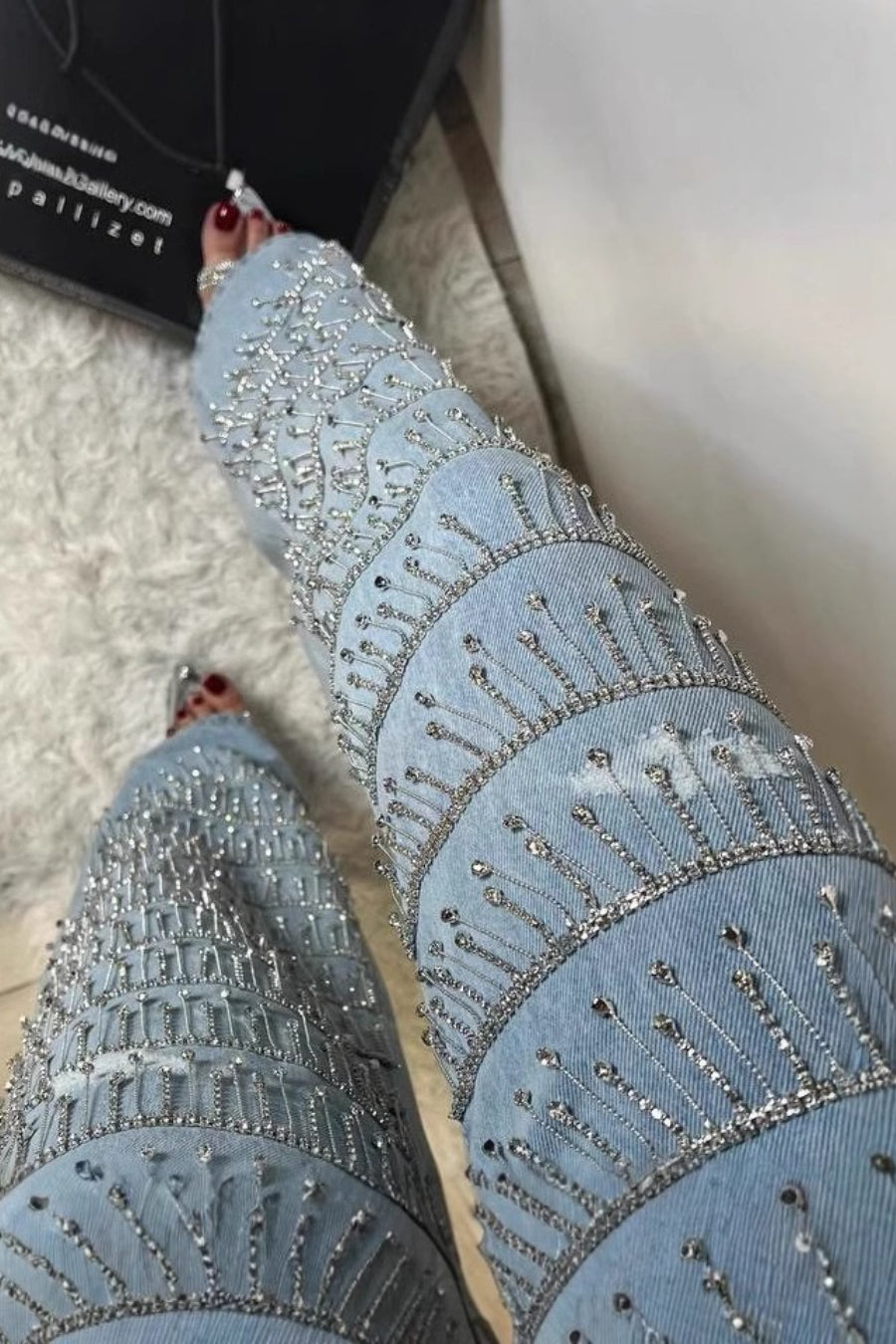 Rhinestone Tassel Straight Leg Jeans image 2