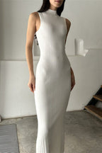 Sleeveless Turtleneck Knit Sweater Dress image 15