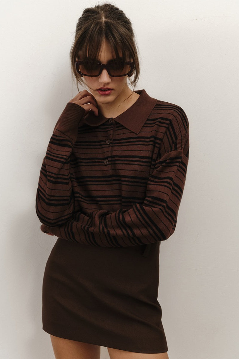 Vintage Striped Knit Polo Sweater image 17