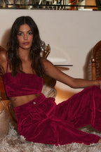 Suede Relaxed Button Straight Wide Leg Pants image 4
