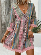 Adeline Lace V-Neck Dress detail view styled for Avrienne