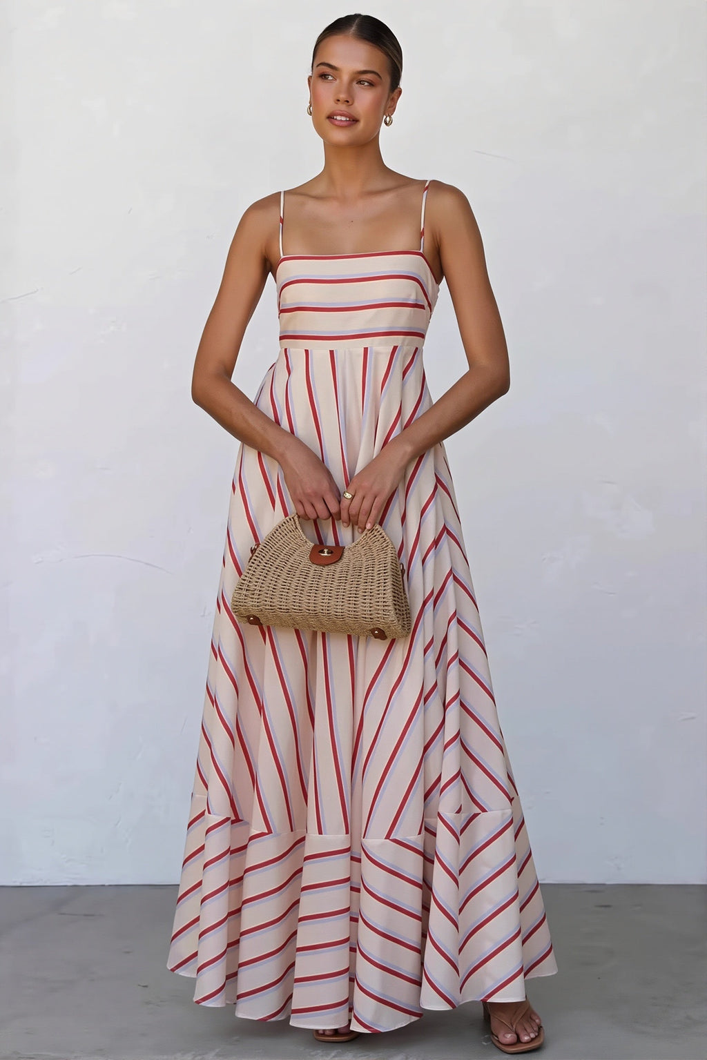 Striped High Waist Swing Cami Boho Dress image 3