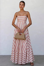 Striped High Waist Swing Cami Boho Dress image 3