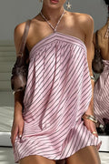 Elegant Striped Halter Mini Dress image 1