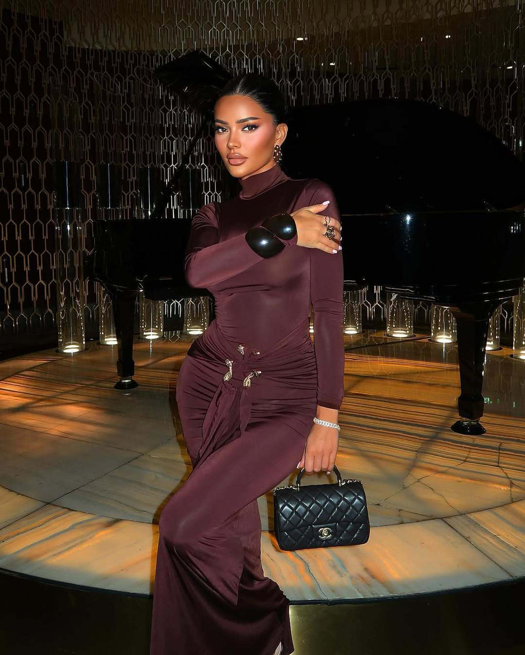 Metallic Accent Solid Bodycon Party Dress image 6