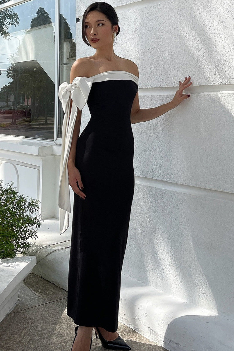 Off Shoulder Tie Bodycon Maxi Dress image 4
