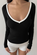 Slim Fit V-Neck Knit Top image 2
