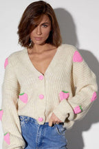 Strawberry Appliqué Chunky Knit Sweater image 6