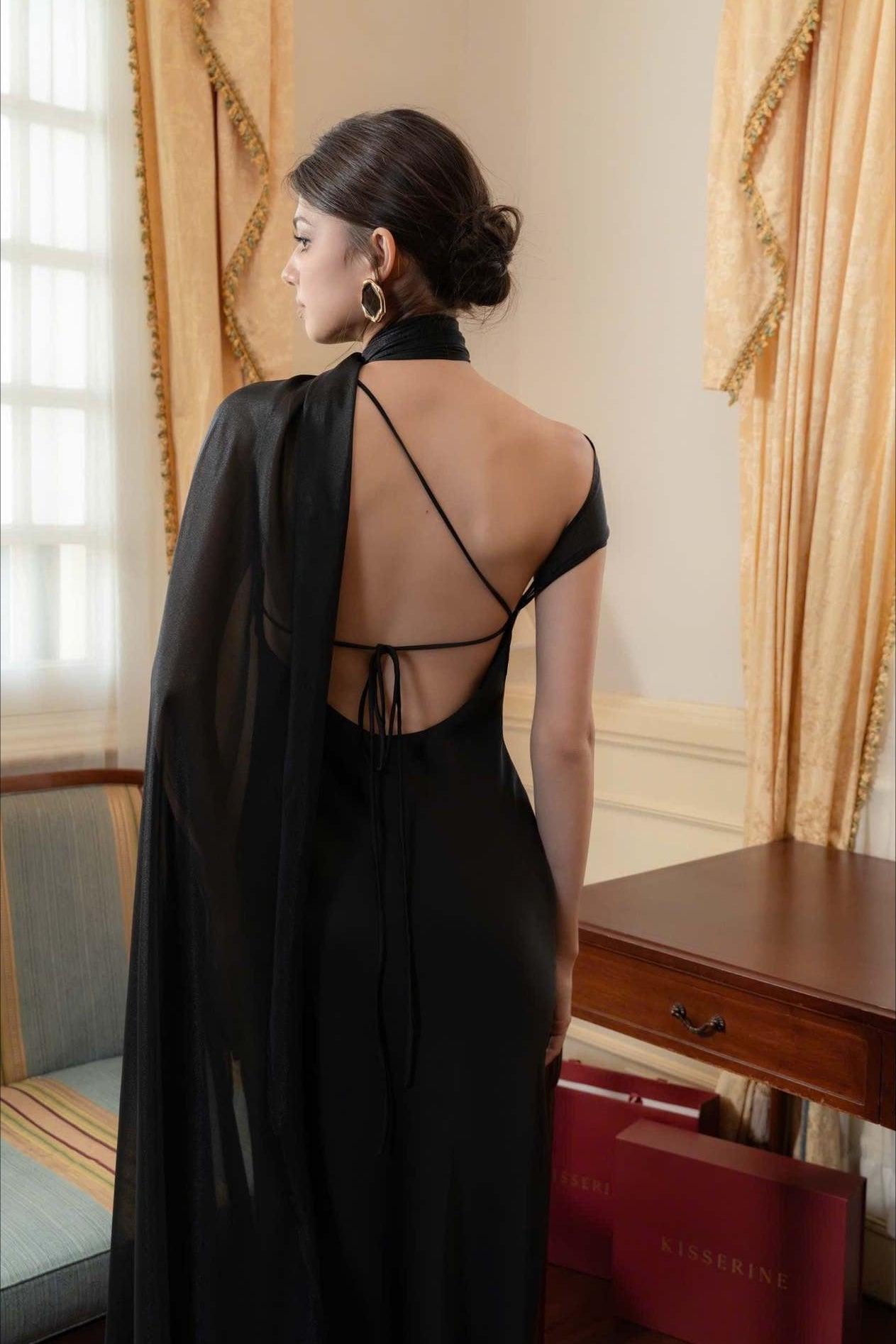 Satin Mermaid Slim Fit Elegant One Shoulder Solid Color Prom Dress image 19