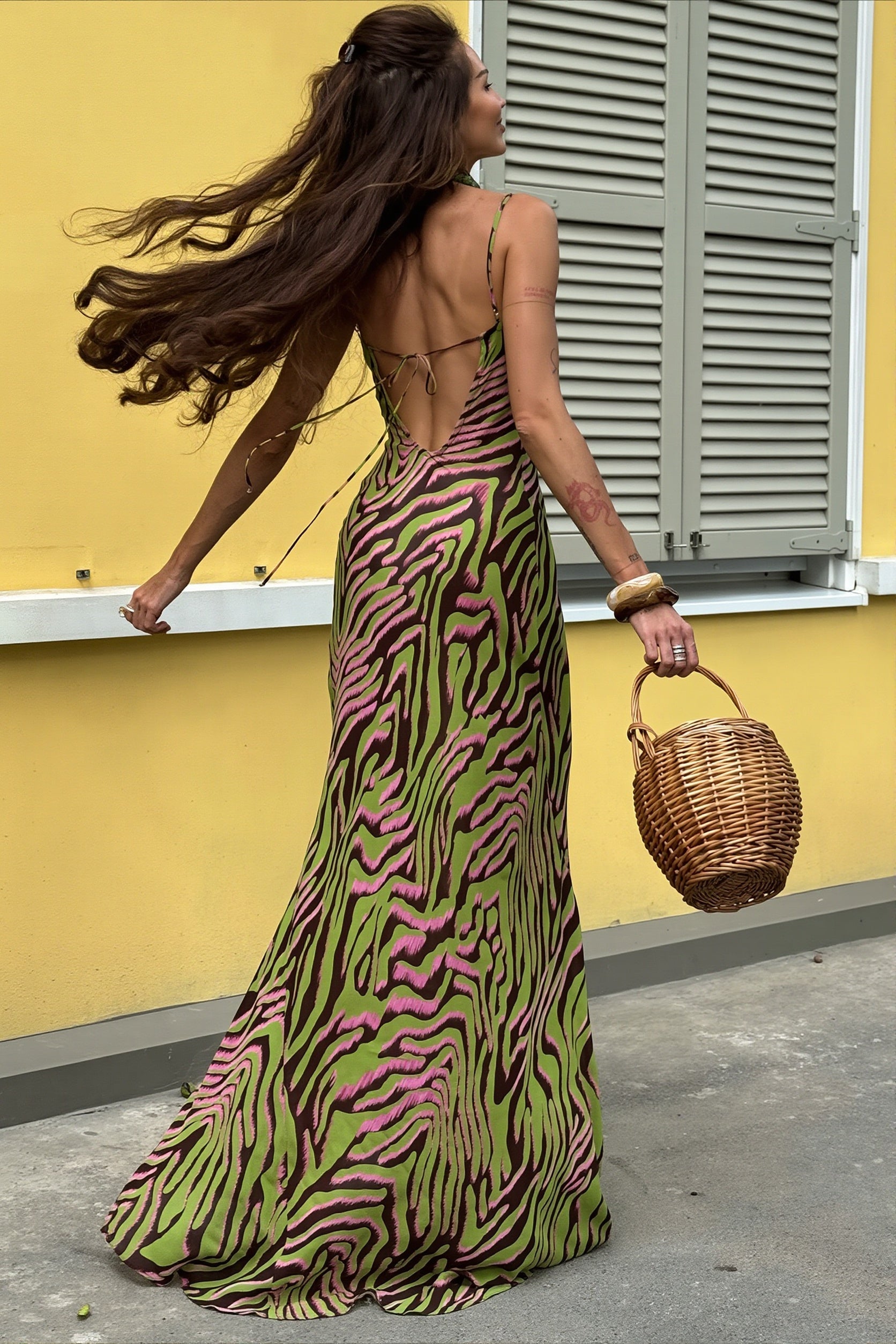 Sexy Satin Cami Backless Bodycon Maxi Dress image 6