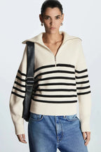 Fashion Wool Blend Open Collar Sweater image 21