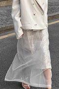 White High-Waist Split Maxi Skirt image 1