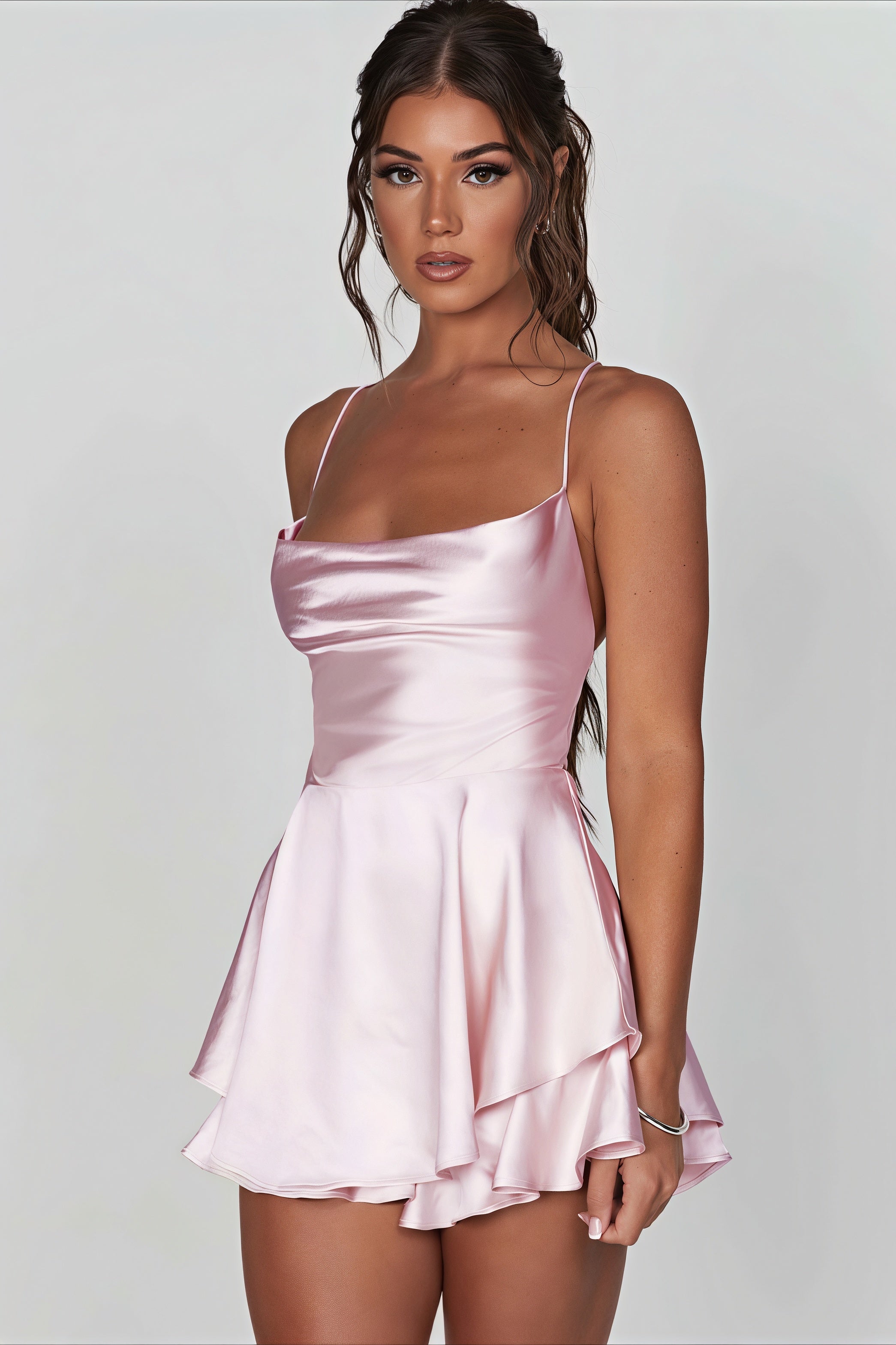 Sexy Slim Solid Color Backless Cami Mini Dress image 2