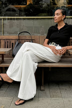 Chic White High Waist Loose Pants image 3