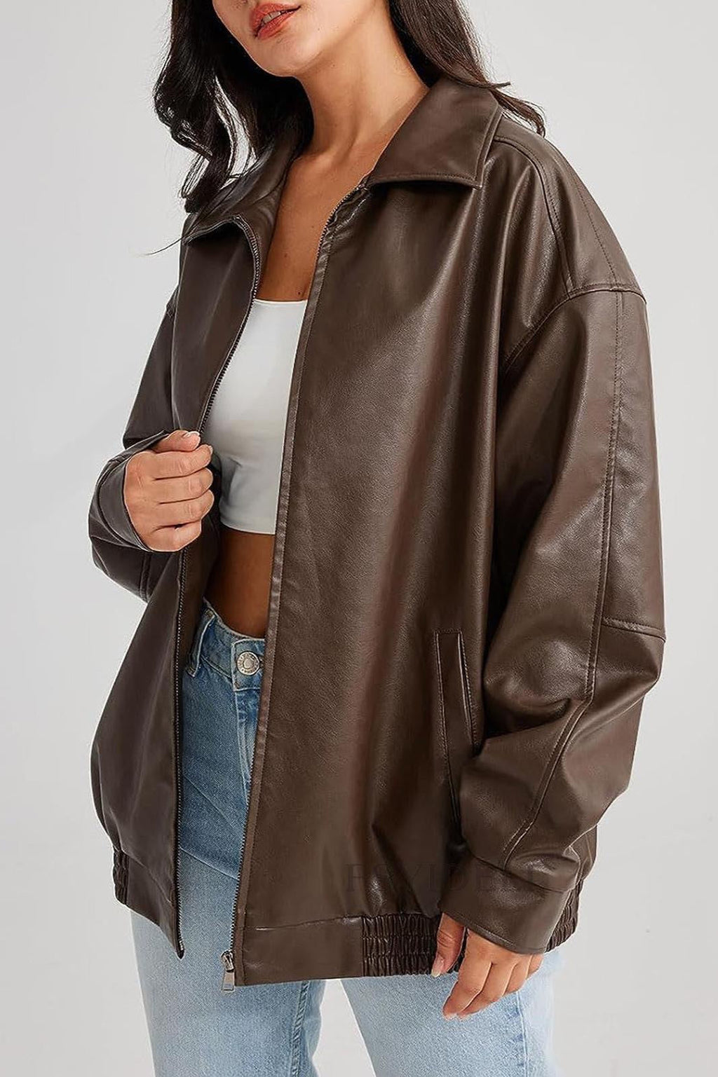 PU Leather Bomber Jacket image 2