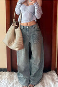 Vintage Rhinestone Wide Leg Jeans image 1