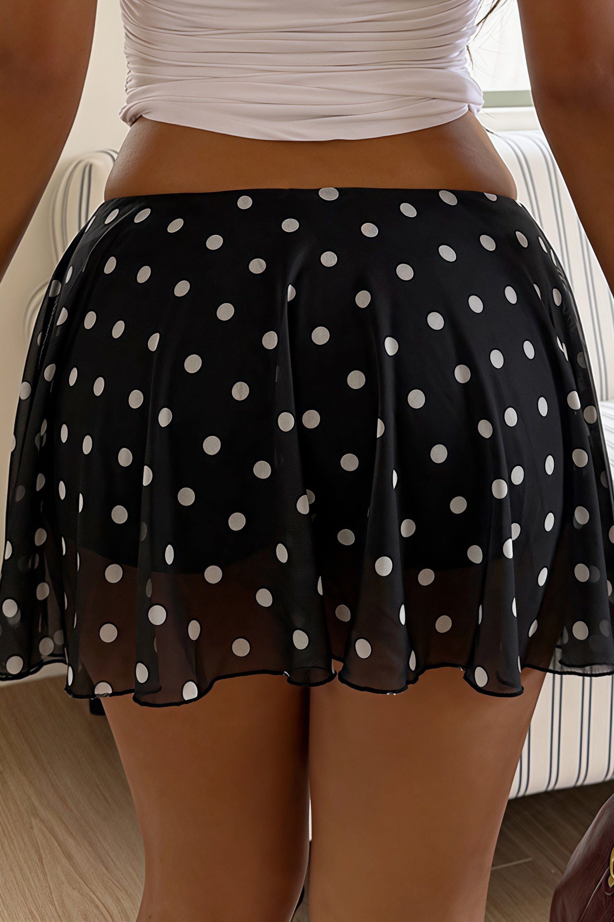 Sheer Polka Dot Mesh Mini Skirt image 3