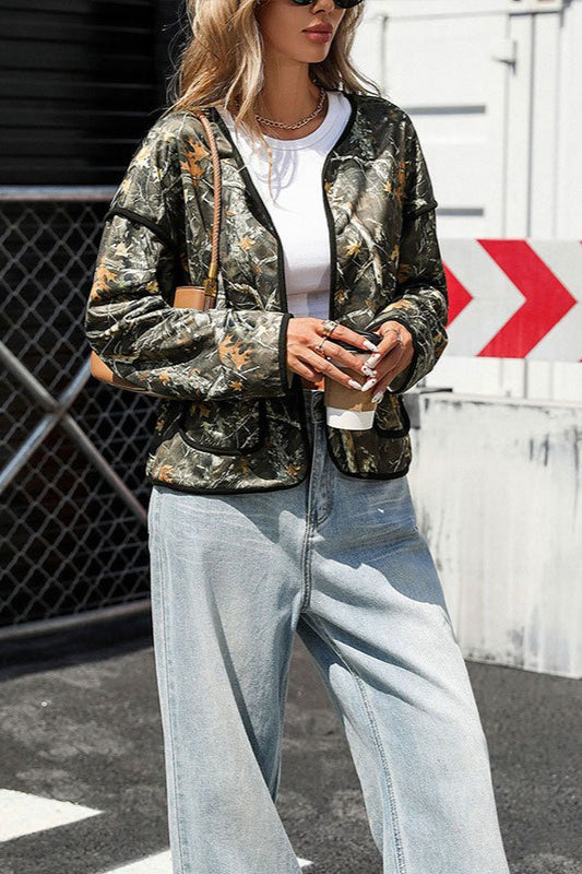 Retro Print Round Neck Cardigan Coat image 1