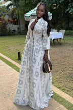 Casual Stand Collar Button Maxi Dress image 3
