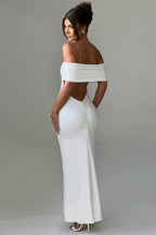 Solid Off Shoulder Ruched Formal Dress image 14