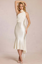 One Shoulder Mesh Satin Maxi Dress image 8