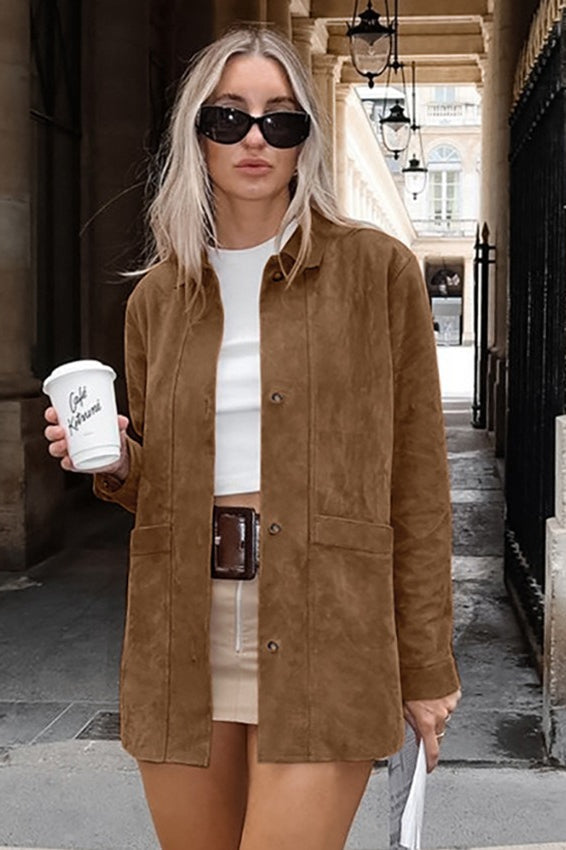 Fashionable Brown Suede Jacket image 2